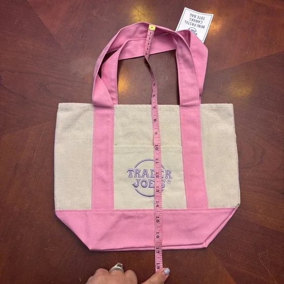Trader Joe's Spring 2026 | Pink Mini Pastel Canvas Tote Bag | NWT - Picture 3 of 5